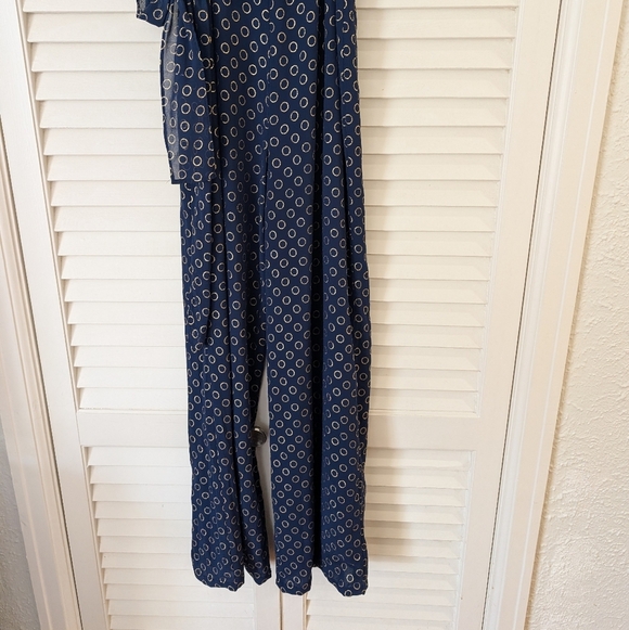 Michael Kors Navy Blue & Golden Circles Jumpsuit - Picture 8 of 9